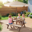 Coffee-striped picnic set outdoors
