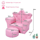 Kids Pink Crown Back Sofa Chair and Ottoman – Pink – detail view