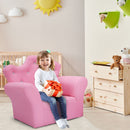 Kids Pink Crown Back Sofa Chair and Ottoman – Pink – detail view
