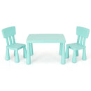 Green kids plastic table and two-chair set: clean product hero.