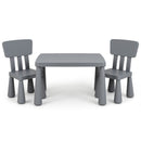 Grey kids plastic table and two-chair set: clean product hero.