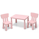 Pink kids plastic table and two-chair set: clean product hero.