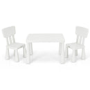 White kids plastic table and two-chair set: clean product hero.