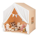 Kids Play Tent with Cotton Mat and Flag Banner – orange play tent with example toys
