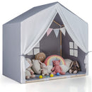 Kids Play Tent with Cotton Mat and Flag Banner – grey play tent with example toys