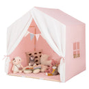 Kids Play Tent with Cotton Mat and Flag Banner – pink play tent with example toys