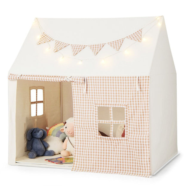Kids Play Tent with Padded Mat and Star Lights – Beige – beige variant hero