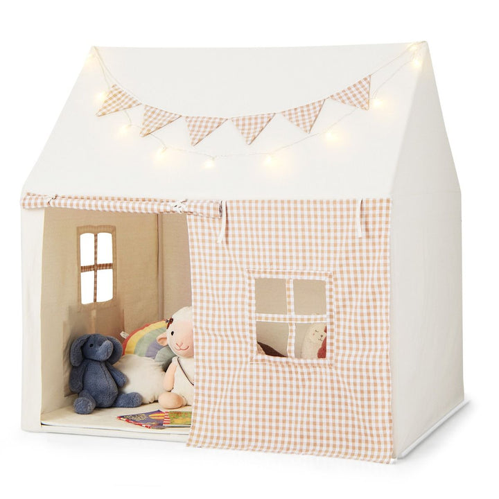 Kids Play Tent with Padded Mat and Star Lights – Beige – beige variant hero
