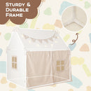 Kids Play Tent with Padded Mat and Star Lights – Beige – frame and mat details