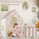 Kids Play Tent with Play Yard, Mat and Star Lights – Beige – detail view