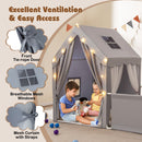 Kids Play Tent with Play Yard, Mat and Star Lights – Grey – detail view