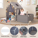 Kids Play Tent with Play Yard, Mat and Star Lights – Grey – detail view