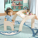 Table and chair in use