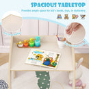 Raised tabletop edges and wipe-clean surface