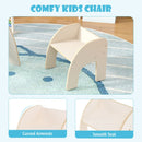 Curved armrests and low chair back