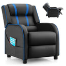 Kids Push-Back Recliner with Side Pockets, Blue, view 2