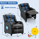 Kids Push-Back Recliner with Side Pockets, Blue, view 4