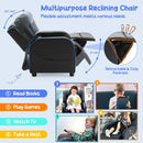 Kids Push-Back Recliner with Side Pockets, Blue, view 8