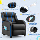 Kids Push-Back Recliner with Side Pockets, Blue, view 11