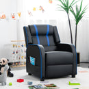 Kids Push-Back Recliner with Side Pockets, Blue, view 12