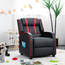 Kids Push-Back Recliner with Side Pockets, Red, view 1