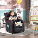 Kids Push-Back Recliner with Side Pockets, Red, view 2