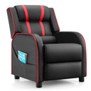 Kids Push-Back Recliner with Side Pockets, Red, view 3