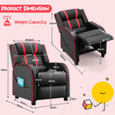 Kids Push-Back Recliner with Side Pockets, Red, view 5