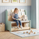 Kids Reading Bench with Book Display and Two Cubbies – Green product view 1