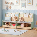 Kids Reading Bench with Book Display and Two Cubbies – Green product view 2
