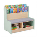 Kids Reading Bench with Book Display and Two Cubbies – Green product view 3