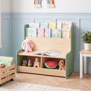 Kids Reading Bench with Book Display and Two Cubbies – Green product view 6