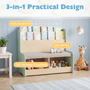 Kids Reading Bench with Book Display and Two Cubbies – Green product view 7