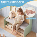 Kids Reading Bench with Book Display and Two Cubbies – Green product view 9