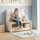 Kids Reading Bench with Book Display and Two Cubbies – White product view 1