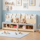 Kids Reading Bench with Book Display and Two Cubbies – White product view 2