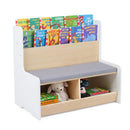 Kids Reading Bench with Book Display and Two Cubbies – White product view 3