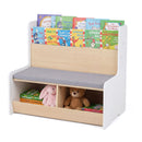 Kids Reading Bench with Book Display and Two Cubbies – White product view 4