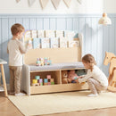 Kids Reading Bench with Book Display and Two Cubbies – White product view 7