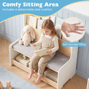 Kids Reading Bench with Book Display and Two Cubbies – White product view 10