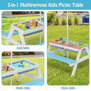 Kids Sand and Water Picnic Table with Adjustable Umbrella – Blue, view 3