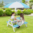 Kids Sand and Water Picnic Table with Adjustable Umbrella – Blue, view 5