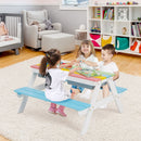 Kids Sand and Water Picnic Table with Adjustable Umbrella – Blue, view 6
