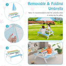 Kids Sand and Water Picnic Table with Adjustable Umbrella – Blue, view 7