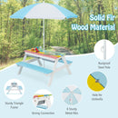 Kids Sand and Water Picnic Table with Adjustable Umbrella – Blue, view 9