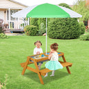 Kids Sand and Water Picnic Table with Adjustable Umbrella – Green, view 1