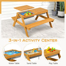 Kids Sand and Water Picnic Table with Adjustable Umbrella – Green, view 3