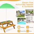 Kids Sand and Water Picnic Table with Adjustable Umbrella – Green, view 7