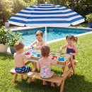 Kids Sand and Water Picnic Table with Adjustable Umbrella – Navy, view 1