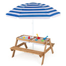 Kids Sand and Water Picnic Table with Adjustable Umbrella – Navy, view 3
